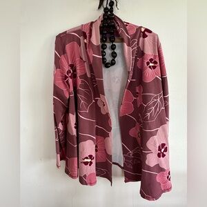 Floral Pink and Purple Open Cardigan